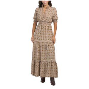 MAX STUDIO Short Sleeve Maxi V-neck Dress